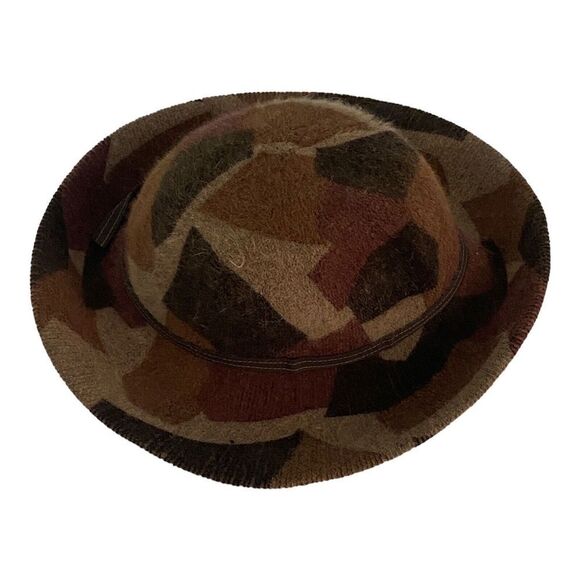 Albertus Swanepoel Brown Camo Pattern Rabbit Hair Blend Fuzzy Floppy Bucket Hat - Picture 3 of 8